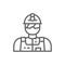 Industrial worker, engineer, builder, miner line icon.