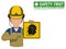 Industrial worker is presenting face shield sign