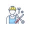 Industrial worker RGB color icon