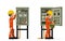 Industrial workers use clamp meter to measuring electric current in the electrical control cabinet