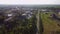 Industrial Zone. Aerial top view of the large logistics park with factories