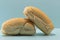 Industrialized French bread on blue background
