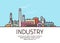 Industry banner. Industrial production, factory building concept. Vector illustration