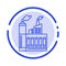 Industry, Building, Construction, Factory, Smoke Blue Dotted Line Line Icon