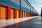 Industry building showcases array of colorful metal storage units