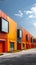 Industry building showcases array of colorful metal storage units