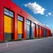 Industry building showcases array of colorful metal storage units