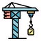 Industry crane icon color outline vector