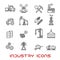 Industry and ecology thin line icons