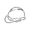 industry helmet cartoon vector and illustration, black and white, hand drawn, sketch style, isolated on white background
