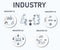 Industry infographic icon industrial revolution of steam power, manufactory, automation robot management and wireless