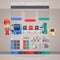 Industry Infographic Set with Factory Conveyor and