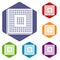 Industry microchip icons vector hexahedron