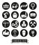 Industry round black icons vector set.