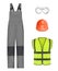 Industry uniform. Realistic workwear professional constructors or engineer pants helmet shoes and jacket with reflection