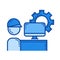 Industry worker line icon.