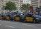 ine of Taxi's at a cab rank in Barcelona city