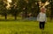 Infancy, childhood, development, autumn mood, medicine and health concept - little blonde caucasian slavic boy 2 years