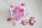 infant baby clothes baby girl pacifier cap on background