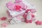 infant baby clothes baby girl pacifier cap on background