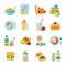 Infant Baby Food Flat Icons Set