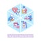 Infant care concept line icons with text