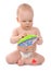 Infant child baby boy toddler playing with whirligig toy