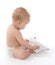 Infant child baby boy toddler typing computer keyboard