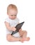 Infant child baby toddler typing digital tablet mobile