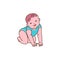 Infant child crawling on hands and knees, sketch vector illustration isolated.