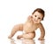Infant child girl toddler fat over weight learning crawling happy smiling