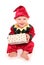 Infant dressed in elfs santas little helper fancy dress costume