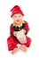 Infant dressed in elfs santas little helper fancy dress costume