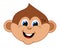 Infant face of a young monkey smiling with blue eyes - vector