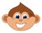 Infant face of a young monkey smiling with blue eyes - vector