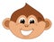 Infant face of a young monkey smiling with brown eyes - vector
