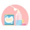 Infant formula, baby powder. Container with food