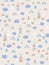 Infantile Style Seamless Vector Pattern with Houses, Rainbow and Clouds.