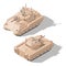 Infantry combat vehicle with dynamic protection and anti-tank guided missile system isometric icon set