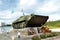 Infantry fighting vehicle, hoisted on pedestal on shore of Lake Komsomol - townspeople monument - combatants, local wars and armed