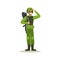Infantry troops soldier character in camouflage combat uniform doing a hand salute vector Illustration