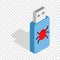 Infected USB flash drive isometric icon