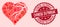 Infection Mosaic Corrupted Love Heart Icon with Scratched Chinese Outbreak Seal