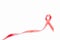Infection symbol. Red ribbon symbol in hiv world day isolated on white background. Awareness aids and cancer. Healthcare and