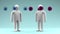 Infection between two people animation. Two people with rotating microbes. Monkeypox
