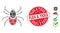 Infectious Collage Mite Tick Icon with Scratched Round Flea and Ticks Stamp