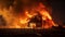 Inferno in the Countryside: A Rural Barn Engulfed in Flames