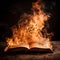 Inferno of Knowledge: Pages Aflame in a Burning Book