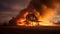 Inferno\\\'s Embrace: AI-Generated Image of a Rural Barn Engulfed in Flames