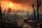 Inferno Unleashed: Devastating Forest Fire Engulfing Nature\\\'s Splendor. Generative AI